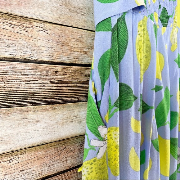 Anthropologie Maeve Lemon Grove Strapless Knot Detail Wide Leg Jumpsuit Size 0 - Picture 6 of 9